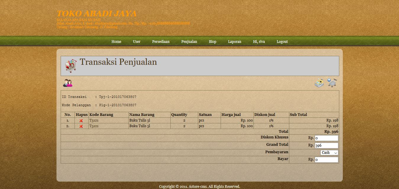 Sistem informasi persediaan dan penjualan