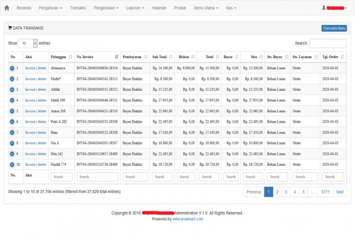 Aplikasi Laundry Basis Web