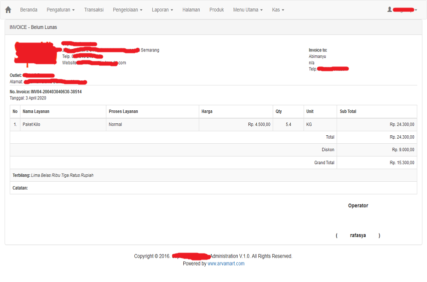 Aplikasi Laundry Basis Web